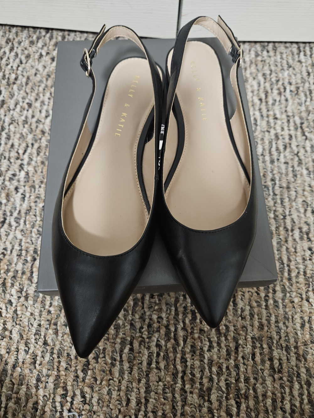 Black Pointed Slingback Flats